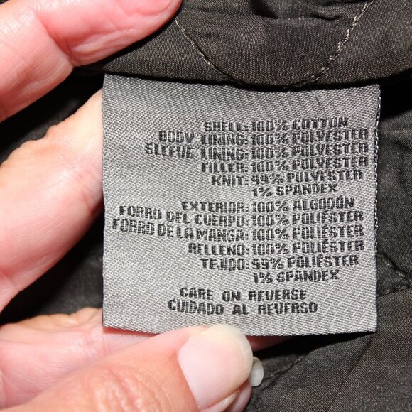 Levi's Mens Canvas feel Quilted Interior Green Heavy Coat Zip Snap Size Medium - Picture 6 of 13